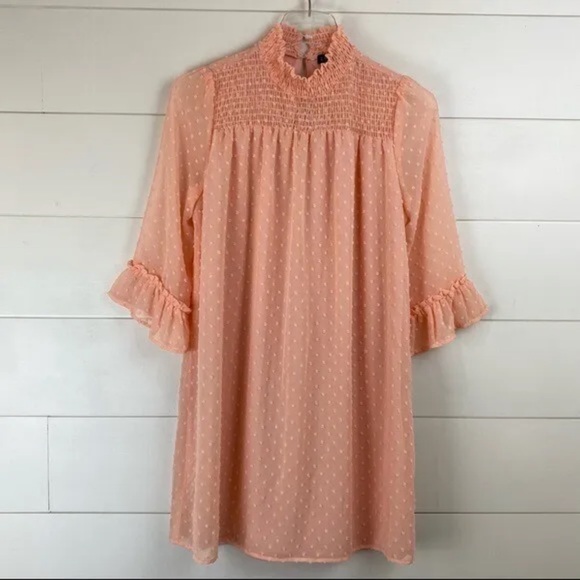 nordstrom blush swiss dot mini dress - Picture 3 of 9